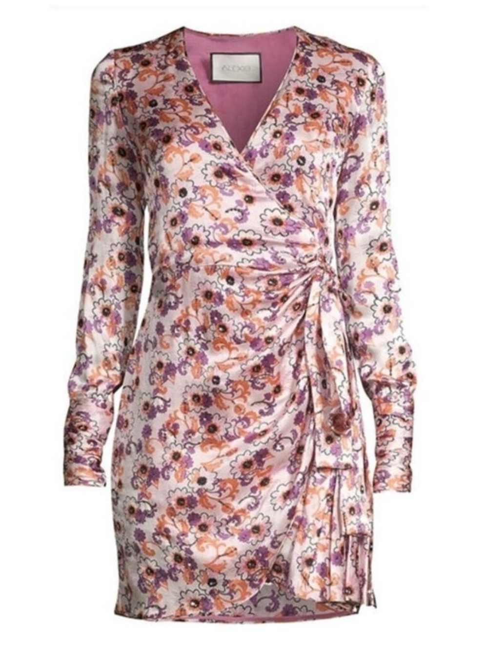 Alexis Floral Wrap Dress with Purple and Orange Accents